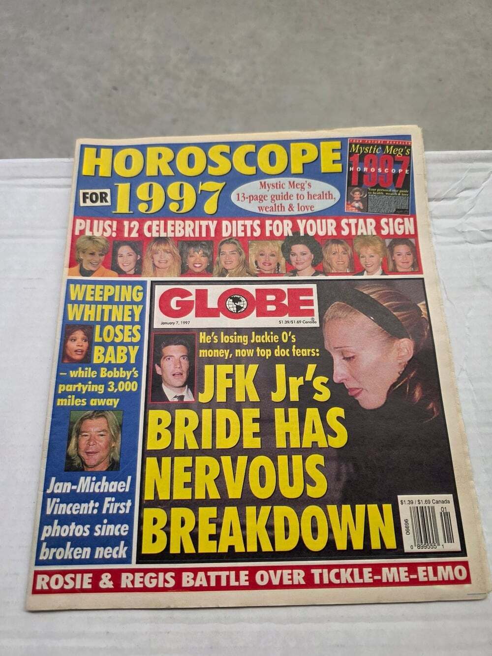 GLOBE Newspaper January 7, 1997 JFK Jr Rosie O'Donnell Whitney Houston